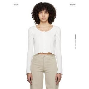 A.P.C. White Ribbed Cotton Cardigan Top